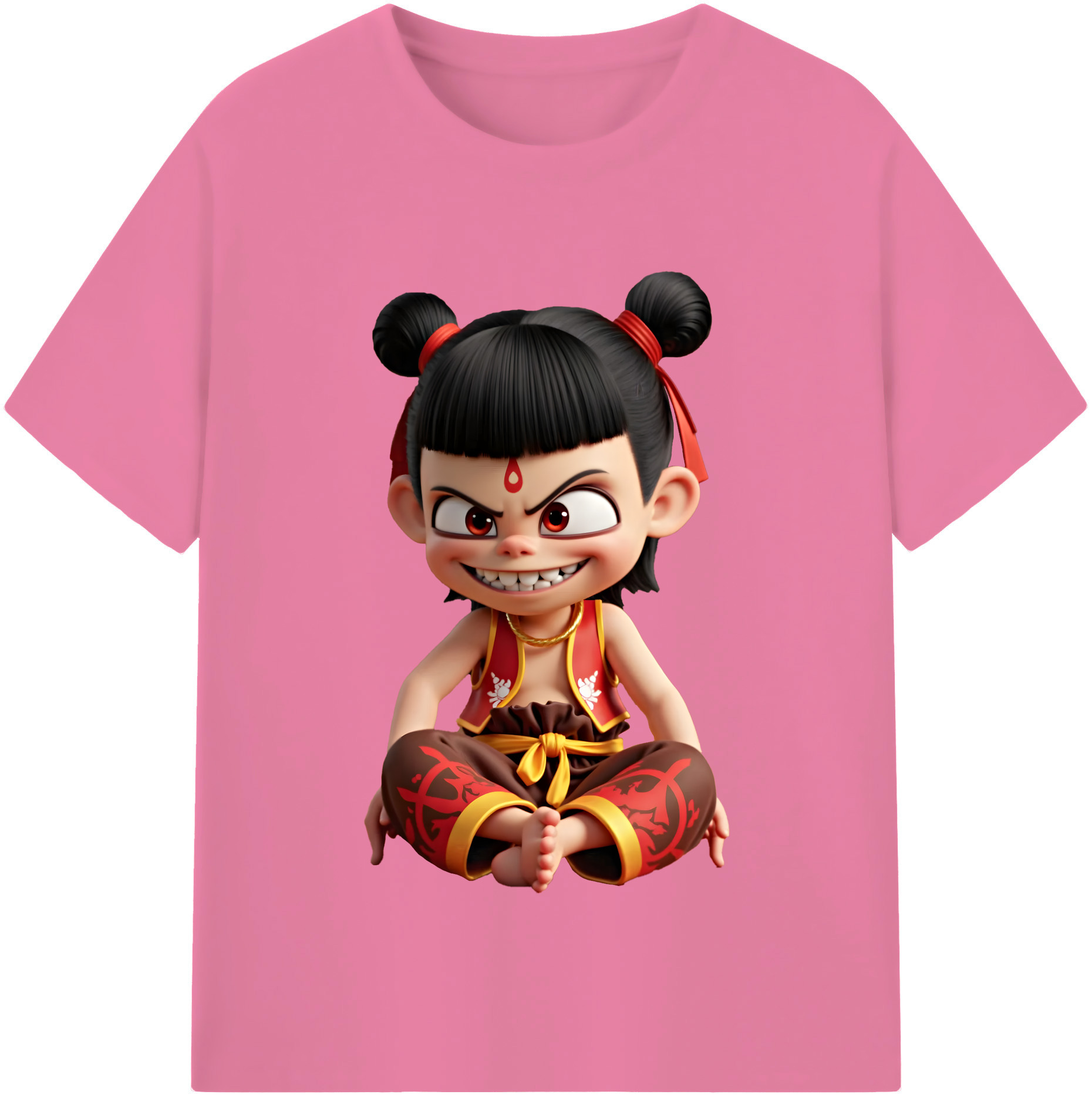 （画像用） Ne Zha 2 ナタ 魔童の大暴れ 綿100％半袖Tシャツ（フロントプリント）